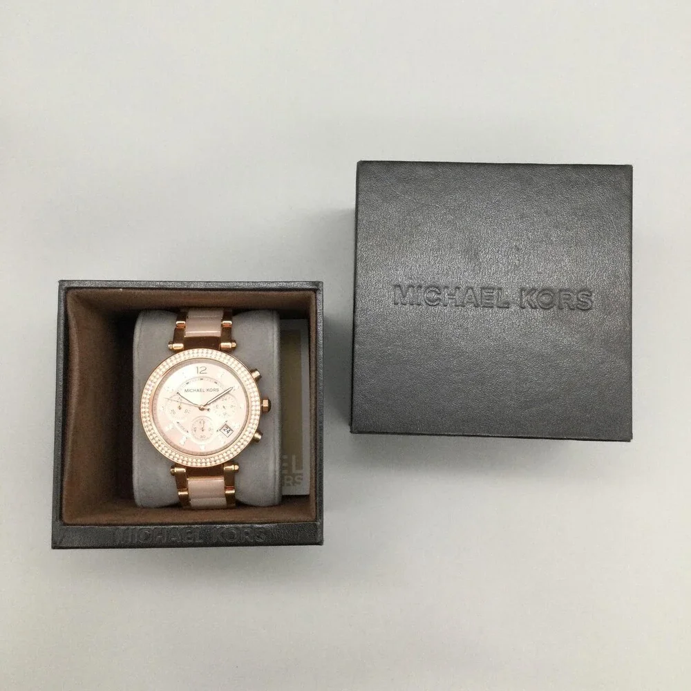 Michael Kors Parker Women Watch MK-5896 Rose Gold Tone BOX New Battery 7.25" - Picture 2 of 15